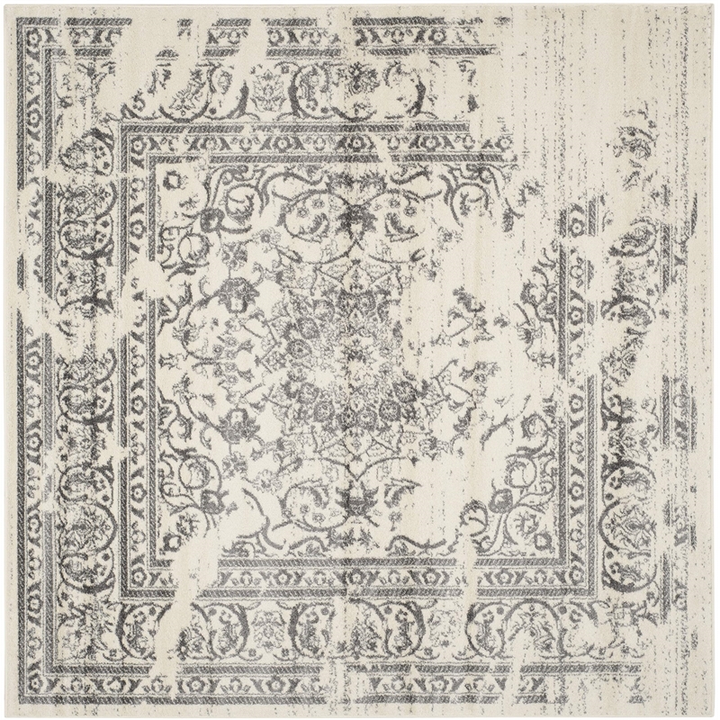 Pemberly Row Contemporary Polypropylene Ivory Area Rug - Square 8'