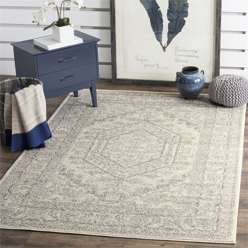 Pemberly Row Contemporary Polypropylene Ivory Area Rug - 3' x 5'