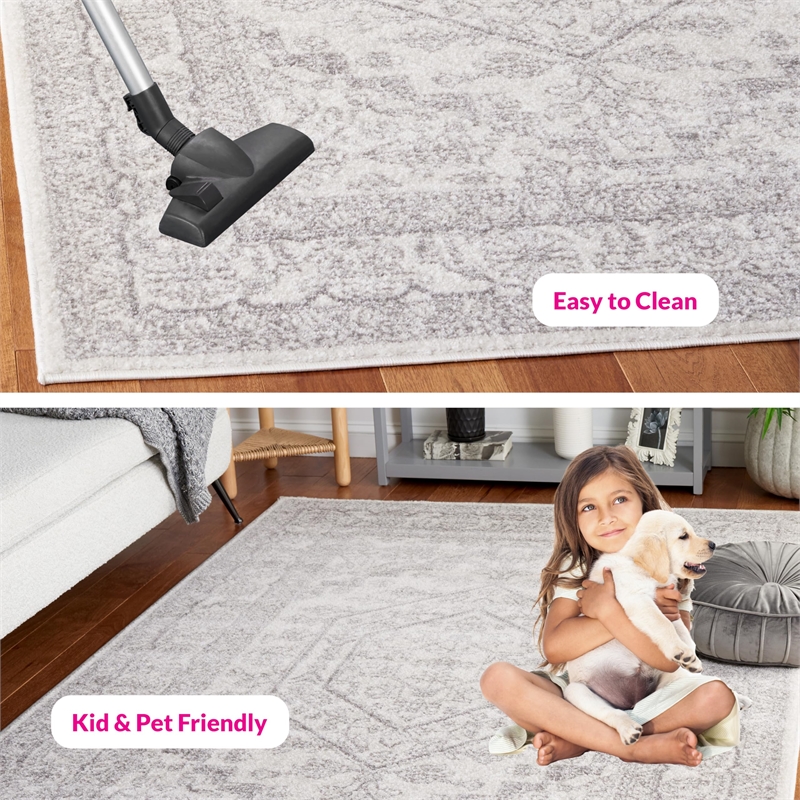 Pemberly Row Contemporary Polypropylene Ivory Area Rug - 6' x 9'