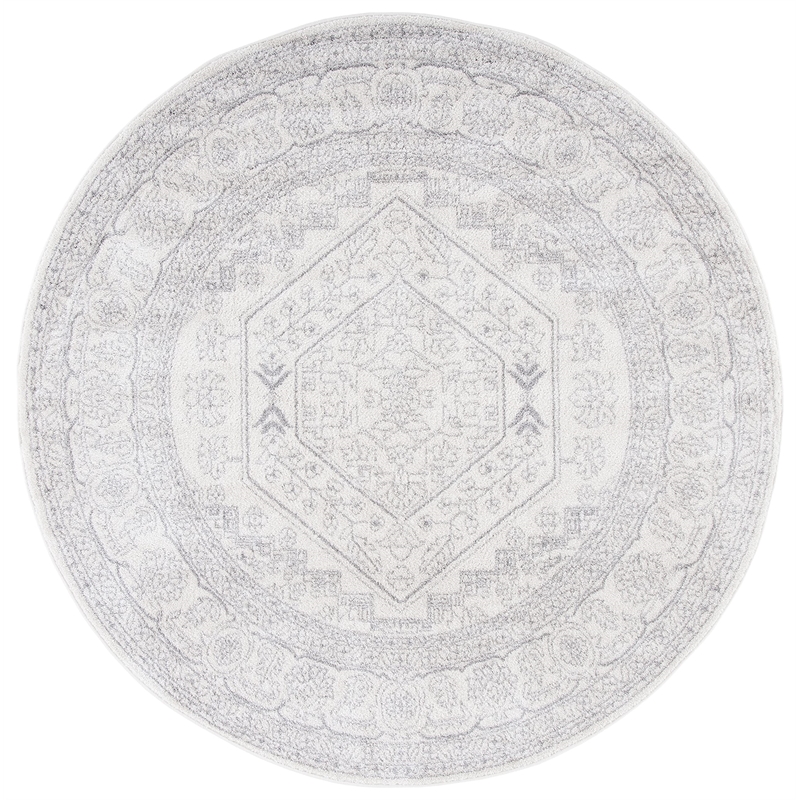 Pemberly Row Contemporary Polypropylene Ivory Area Rug - Round 8'