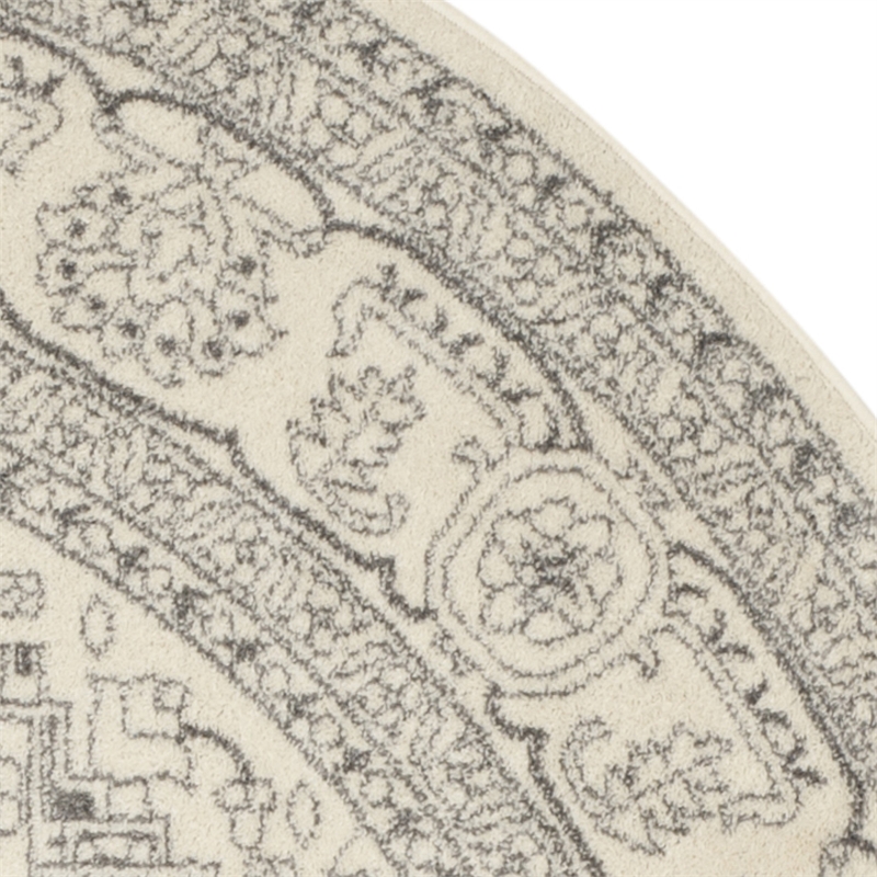 Pemberly Row Contemporary Polypropylene Ivory Area Rug - Round 8'