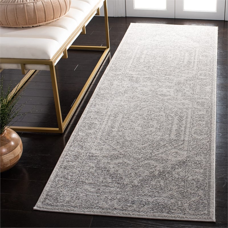 Pemberly Row Contemporary Polypropylene Ivory Area Rug - Runner 2'6