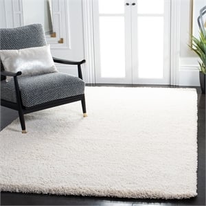 Pemberly Row Contemporary Polypropylene Ivory Shag Rug - 4' x 6'