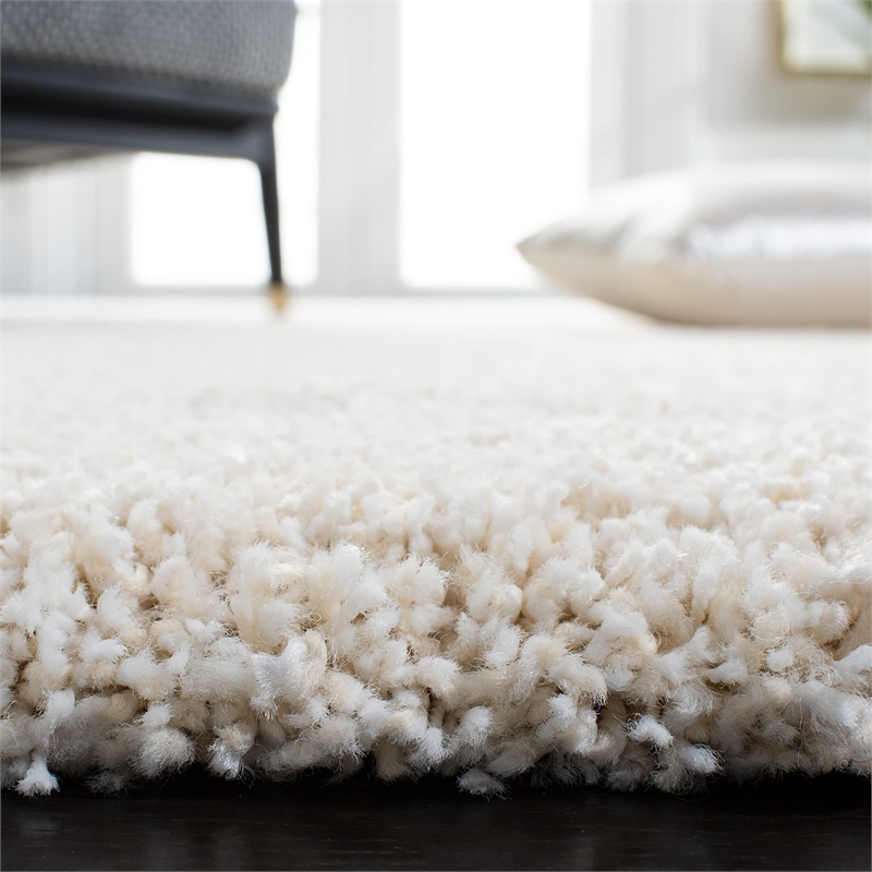 Pemberly Row Contemporary Polypropylene Ivory Shag Rug - 5'1