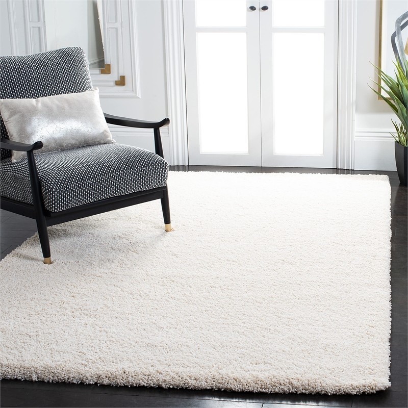 Pemberly Row Contemporary Polypropylene Ivory Shag Rug - 8'6