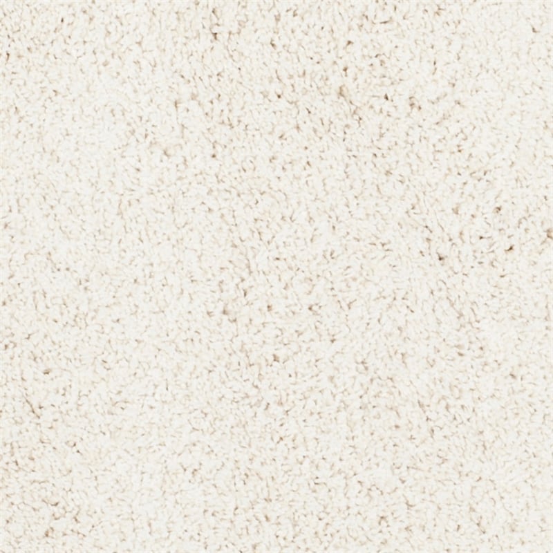 Pemberly Row Contemporary Polypropylene Ivory Shag Rug - Round 5'1