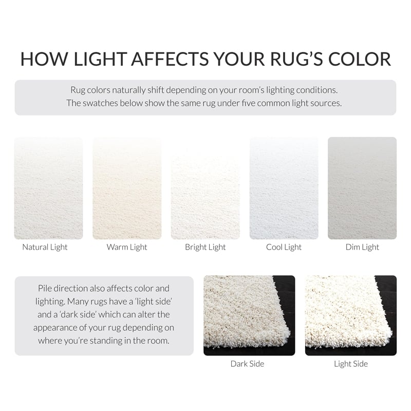 Pemberly Row Contemporary Polypropylene Ivory Shag Rug - Round 5'1