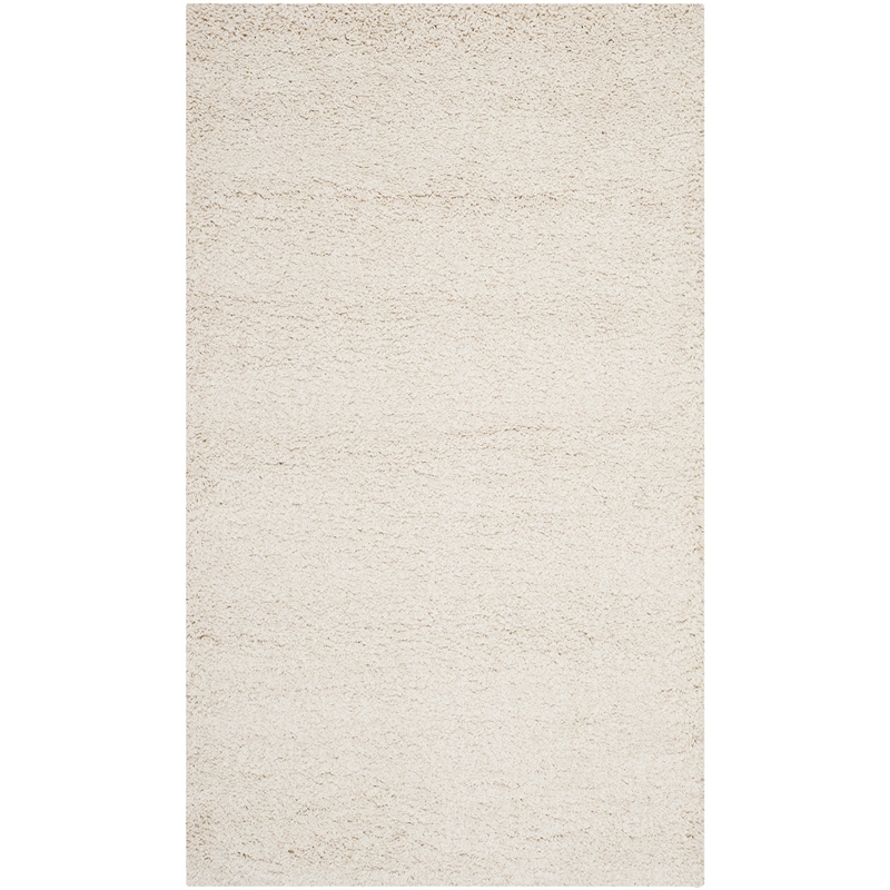 Pemberly Row Contemporary Polypropylene Ivory Shag Rug - Runner 2' x 4'