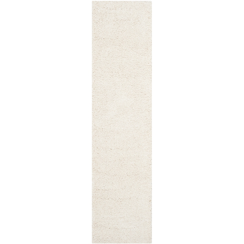 Pemberly Row Contemporary Polypropylene Ivory Shag Rug - Runner 2' x 10'