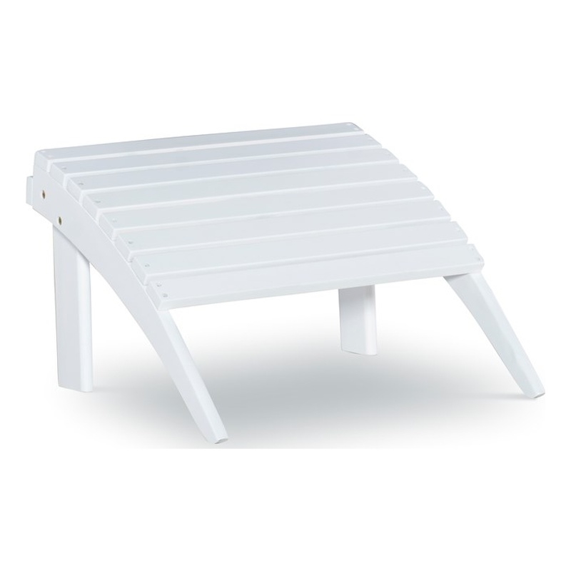 Pemberly Row Outdoor Solid Sturdy Acacia Wood Ottoman in White Stain