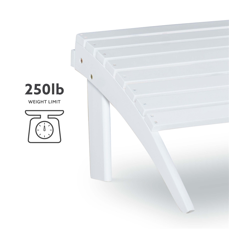 Pemberly Row Outdoor Solid Sturdy Acacia Wood Ottoman in White Stain