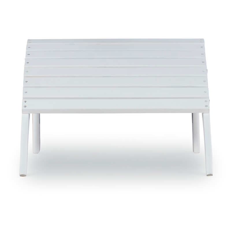 Pemberly Row Outdoor Solid Sturdy Acacia Wood Ottoman in White Stain