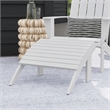 Pemberly Row Outdoor Solid Sturdy Acacia Wood Ottoman in White Stain