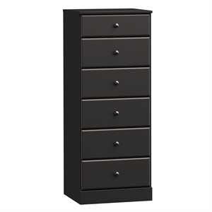 Pemberly Row Contemporary 6 Drawer Lingerie Chest in Black Finish