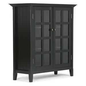 Pemberly Row Solid Wood 39 &quot Transitional Medium Storage Cabinet in Black