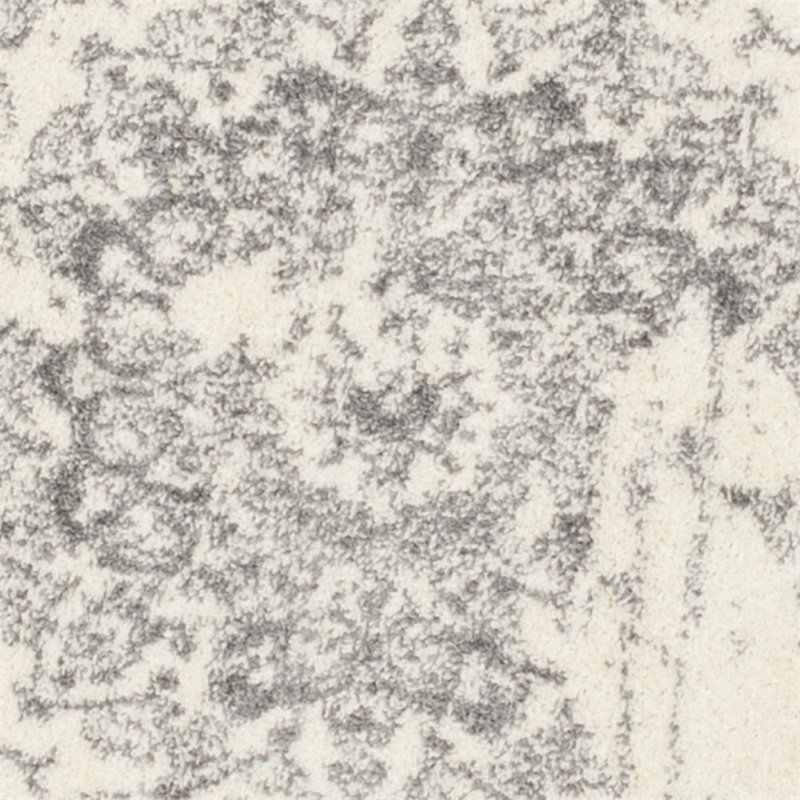 Pemberly Row Contemporary 10' Round Ivory Fabric Power Loomed Rug