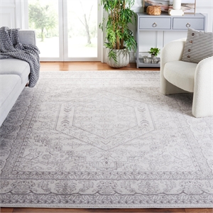 Pemberly Row Modern 12' X 18' Power Loomed Rug in Ivory and Silver
