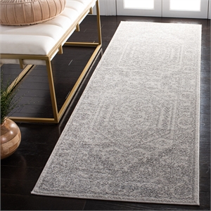 Pemberly Row 2'6&quot X 18' Power Loomed Rug in Ivory and Silver