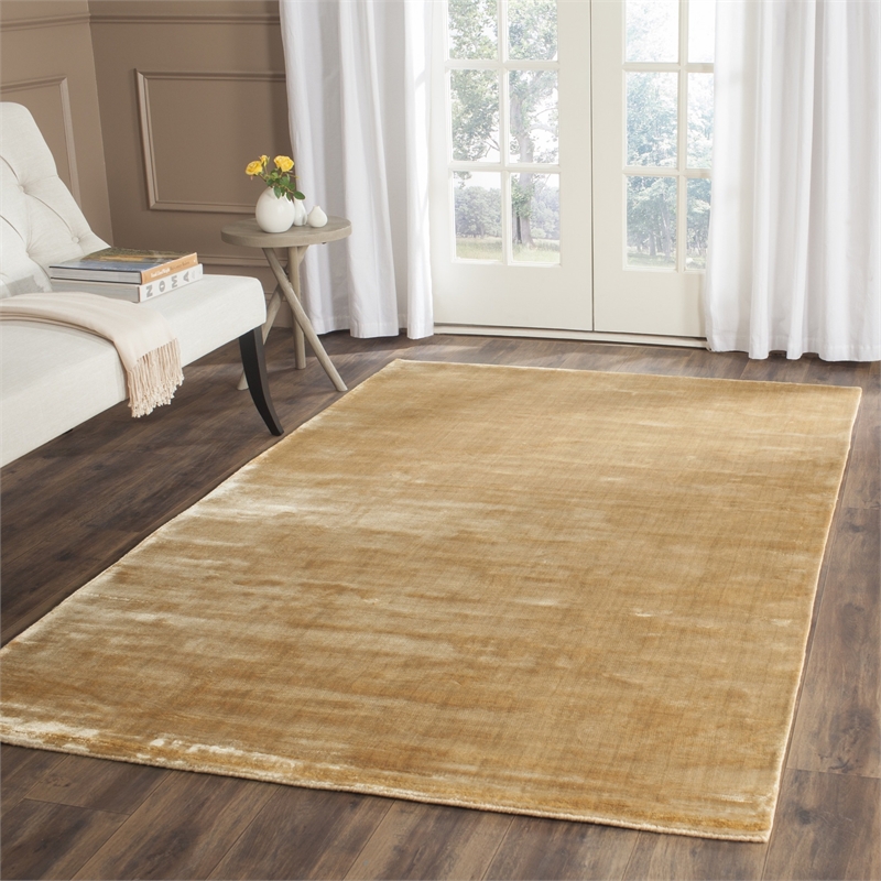 Pemberly Row 9' X 12' Loom Knotted Viscose Pile Rug in Old Gold