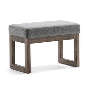 Pemberly Row 26&quot W Rectangle Footstool Ottoman Bench in Gray Linen Look Fabric