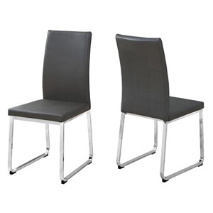Pemberly Row Dining Chair Set Of 2 Side Kitchen Dining Room Pu Leather Look Grey