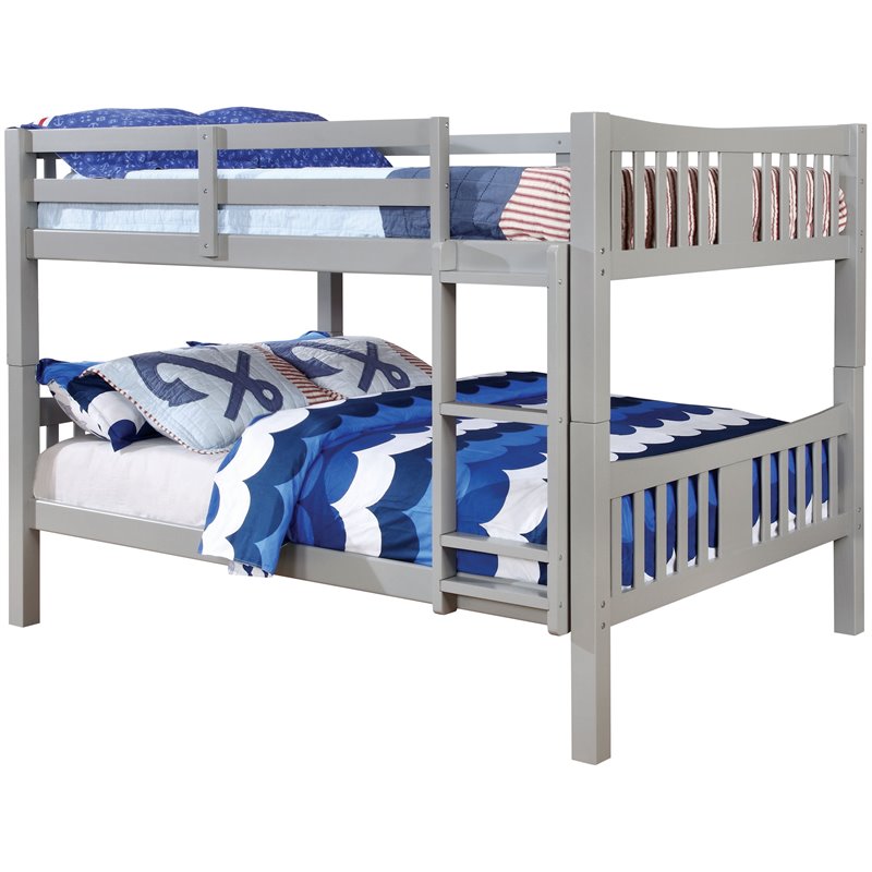 Pemberly Row Contemporary Wood Twin over Twin Bunk Bed in Gray