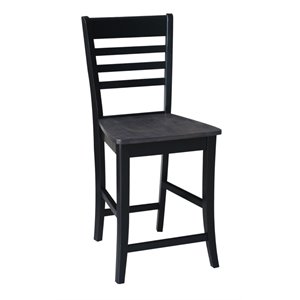 Pemberly Row Contemporary 24&quot Ladder Back Counter Stool in Coal