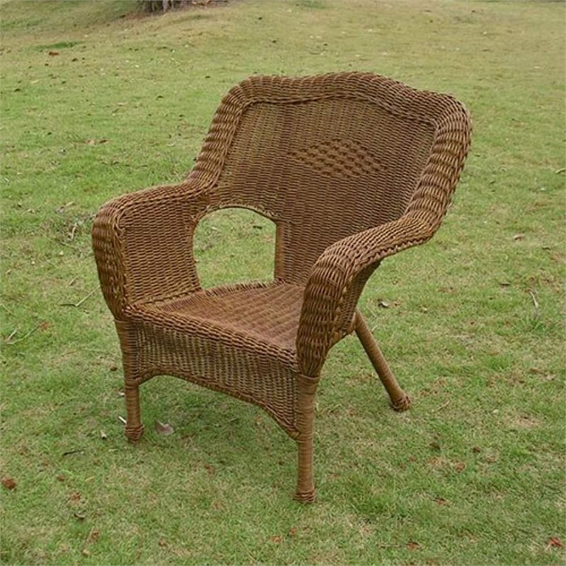Pemberly Row Contemporary Resin Patio Chair in Moss (Set of 2)