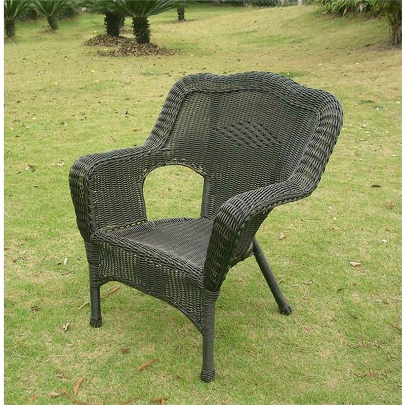 Pemberly Row Contemporary Resin Patio Chair in Moss (Set of 2)