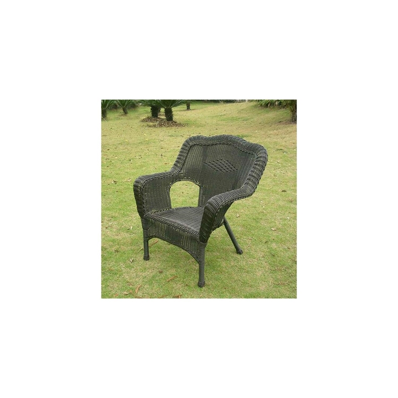 Pemberly Row Contemporary Resin Patio Chair in Black (Set of 2)