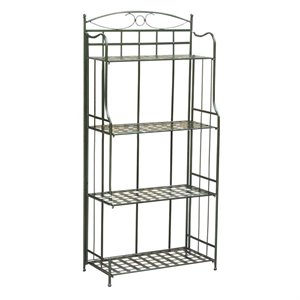 Pemberly Row Contemporary 4 Tier Iron Bakers Rack in Verdi Gris