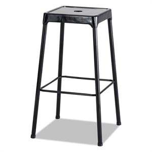 Pemberly Row Modern 29&quot Steel Backless Bar Stool in Glossy Black