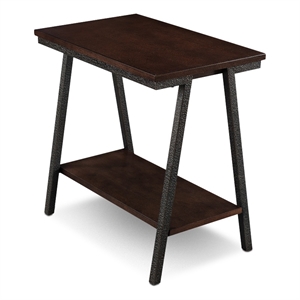 Pemberly Row Wood End Table in Walnut and Foundry Bronze Brown