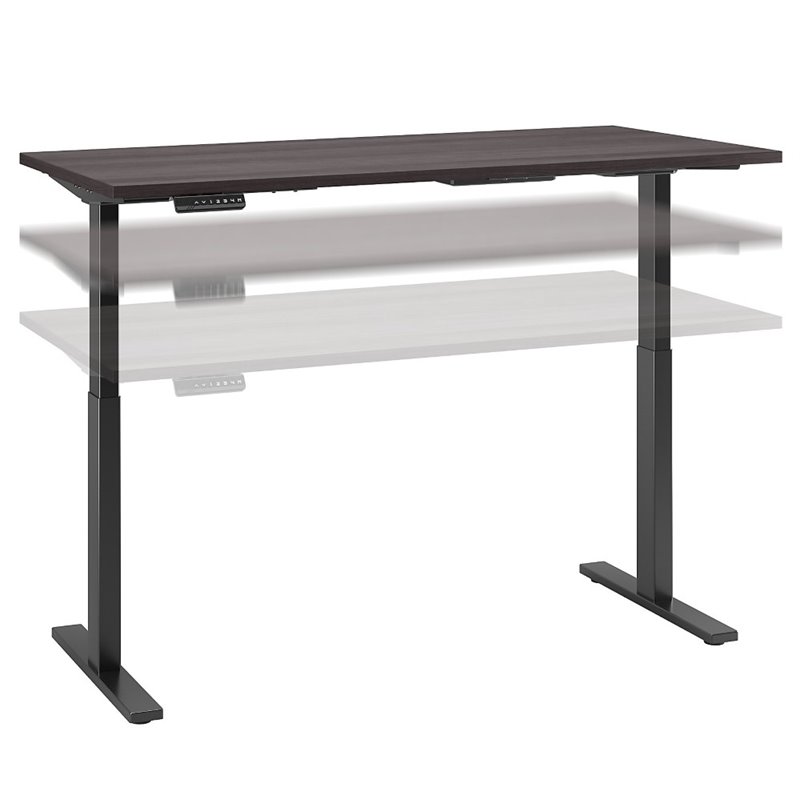 Pemberly Row 60W x 30D Adjustable Desk in Storm Gray - Engineered Wood