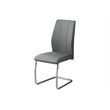 Pemberly Row Set of 2 Gray Chrome Upholstered Faux Leather Kitchen Dining Chairs