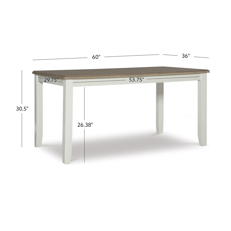 Pemberly Row 2 Tone Wood Dining Table in Rustic Taupe and Vanilla White
