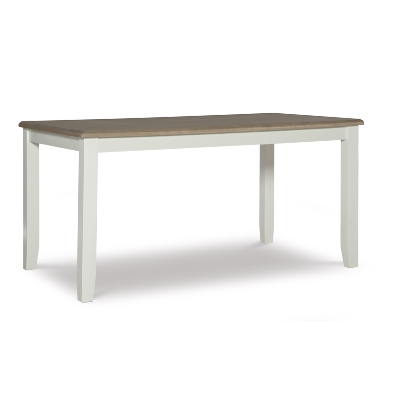 Pemberly Row 2 Tone Wood Dining Table in Rustic Taupe and Vanilla White