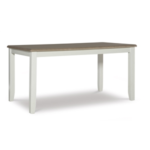 Pemberly Row 2 Tone Wood Dining Table in Rustic Taupe and Vanilla White