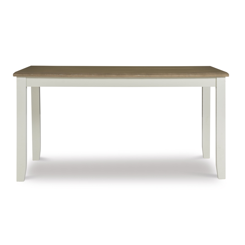 Pemberly Row 2 Tone Wood Dining Table in Rustic Taupe and Vanilla White