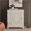 Pemberly Row Storage Accent Cabinet in Smokey Off White Distressed Wood