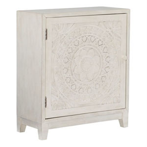 pemberly row storage accent cabinet in smokey off white distressed wood