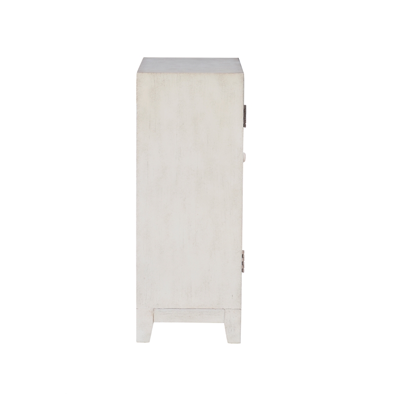 Pemberly Row Storage Accent Cabinet in Smokey Off White Distressed Wood