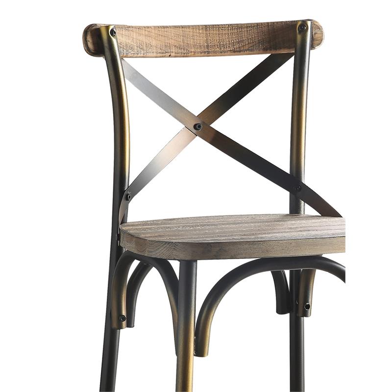 Pemberly Row Armless Bar Stool with Wood Seat in Antique Copper and Antique Oak