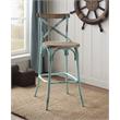 Pemberly Row Bar Stool with Wood Seat in Antique Turquoise and Antique Oak