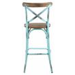 Pemberly Row Bar Stool with Wood Seat in Antique Turquoise and Antique Oak