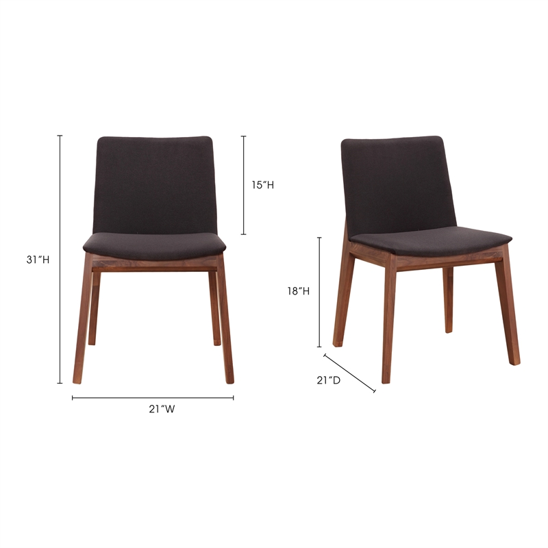 Pemberly Row Contemporary Dining Chair in Black - Set Of Two