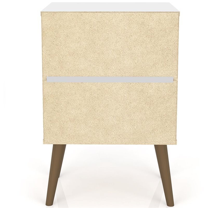 Pemberly Row Modern 2-Drawer Wood Nightstand in White & 3D Prints