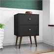 Pemberly Row Contemporary 2-Drawer Wood Nightstand 2.0 in Black