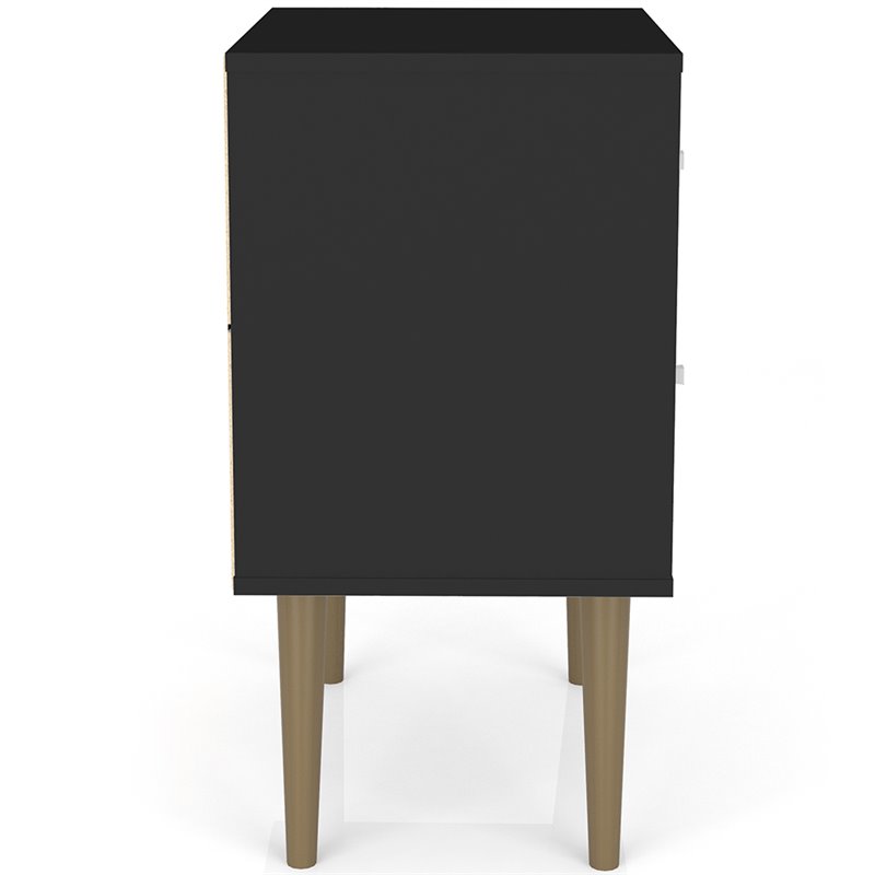 Pemberly Row Contemporary 2-Drawer Wood Nightstand 2.0 in Black