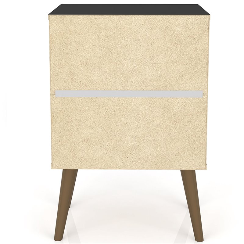 Pemberly Row Contemporary 2-Drawer Wood Nightstand 2.0 in Black